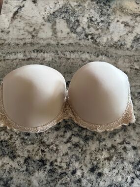 Strapless Lace-Trim Nude Bra